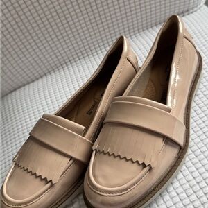 Clarks Nude Patent Leather Loafers